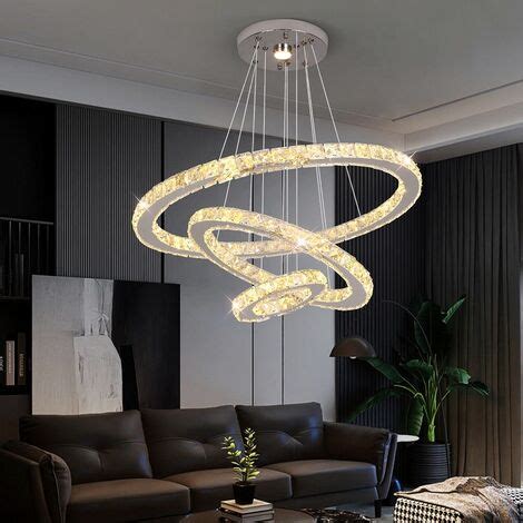 Lustre Lampe Led Suspension En Cristal K Suspension W Anneaux