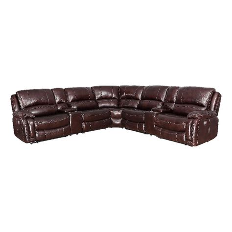 Denver Brown Leather 7 Piece Power Reclining Sectional Walmart