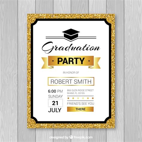 Template Of Black And Gold Graduation Party Leaflet Vector Free Download