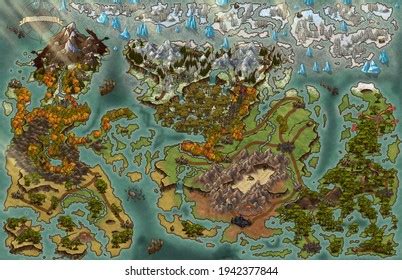 Fantasy World Map Landscape Rpg: ภาพประกอบสต็อก 1942377844 | Shutterstock