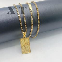 Conjunto Colar Pingente Cruz Palito Banhados A Ouro K Cord O