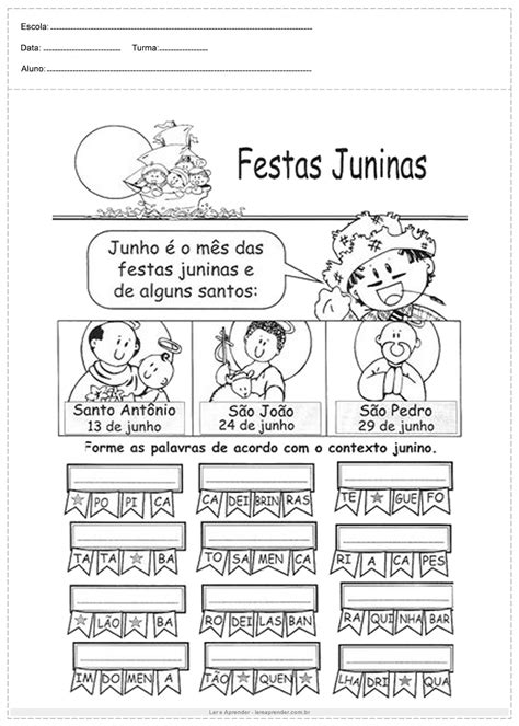 Atividades Sobre Festa Junina 3 Ano