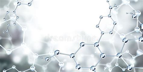 Horizontal Banner With Model Of Abstract Molecular Structure Background Of Light Gray Color