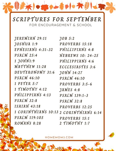 September Bible Verses Encouragement For School