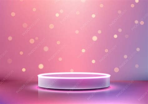 Elegant D Round Pink Podium Neon Light Graphic By Phochi Creative