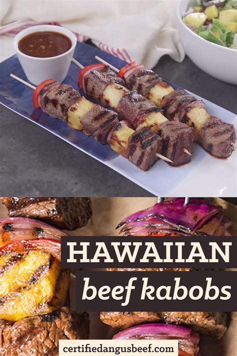 Grilled Hawaiian Beef Kabobs [video] Beef Kabobs Recipes Foood Recipes