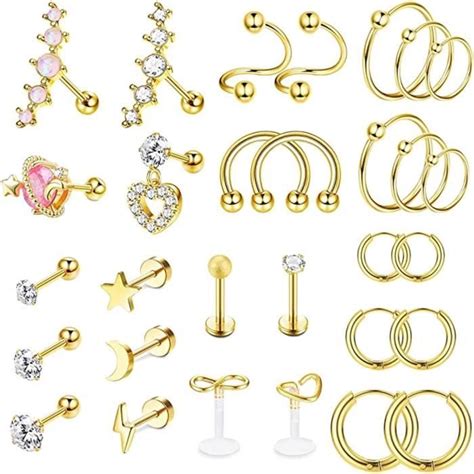 G Piercing Oreille Acier Chirurgical Cartilage Boucles D Oreilles