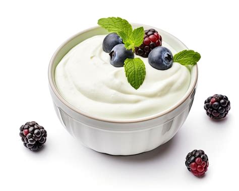 Premium Photo Green Bowl Of Greek Yogurt And Fresh Berries Isolated