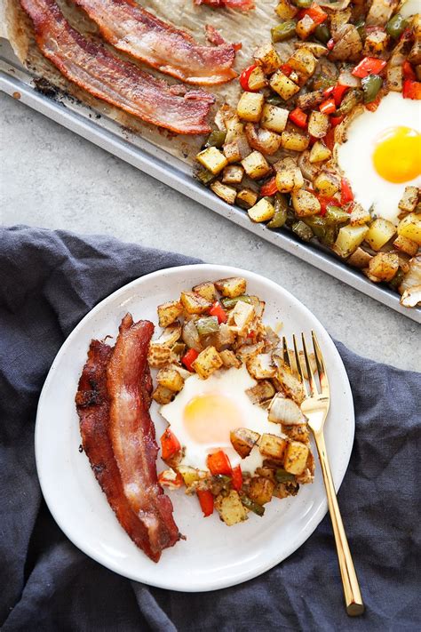 Sheet Pan Classic Breakfast Bake Eggs Bacon And Home Fries Recipe Breakfast Bake Classic