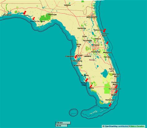 Map Florida Beaches | Beach Map