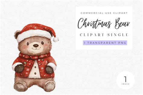 Christmas Teddy Bear Clipart Graphic By Clip Craft Emporium · Creative Fabrica