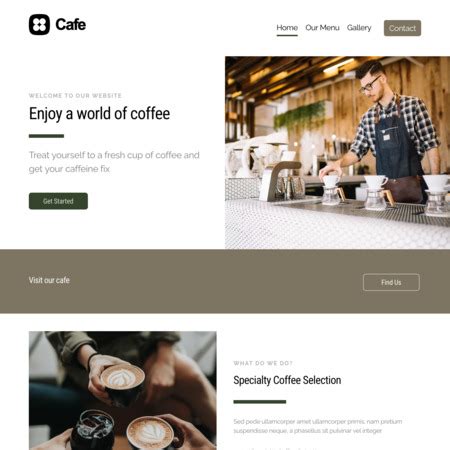 Create Your Dream Cafe Website with Cafe Template - Kopage