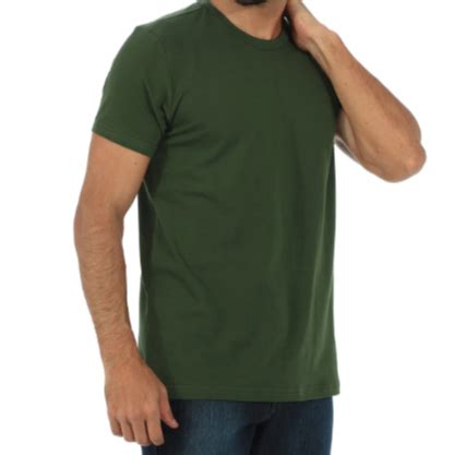 Camiseta Masculina Verde Militar Lisa Básica 100 Algodão Premium