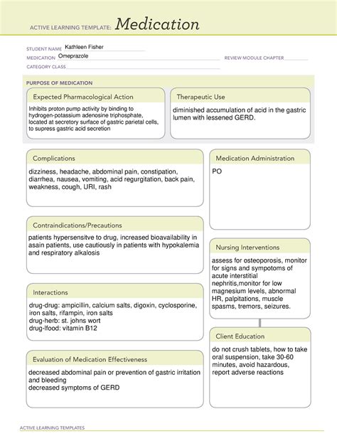 Omeprazole Medication Template