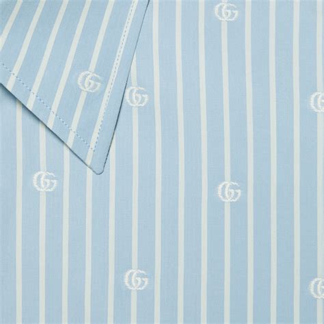 Gg Stripe Fil Coupé Cotton Shirt In Light Blue And White Gucci® Us