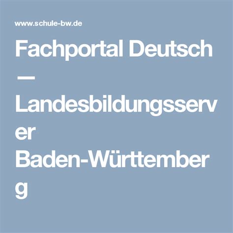 Fachportal Deutsch Landesbildungsserver Baden W Rttemberg Deutsch