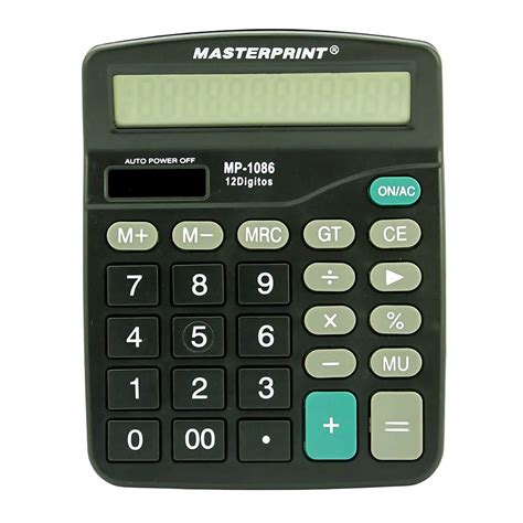 Calculadora de Mesa Masterprint 12 Dígitos Preto MP 1086 Mixpel