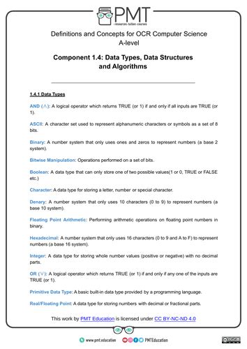 Ocr A Level Computer Science Definitions Teaching Resources