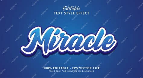 Premium Vector Editable Text Effect Miracle Text On Blue Color Style