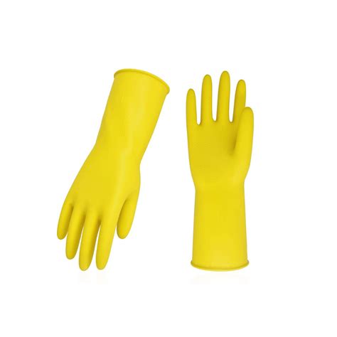 Yellow Rubber Latex Reusable Dishwashing Laundry Gloves Cleaning Gloves Hospeco