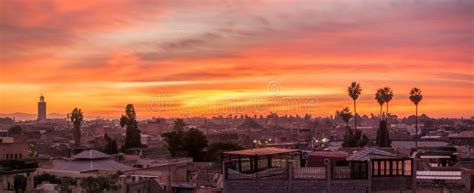 Panoramic Shot of the Marrakech City Skyline Stock Photo - Image of ...