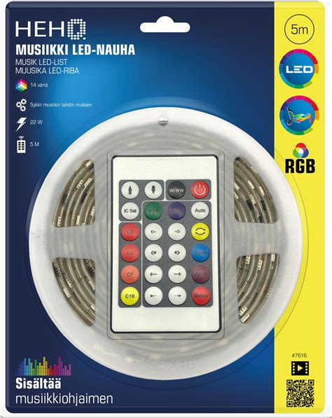 LED Valonauha 5m RGB Musiikki 12V 24W HEHQ Nettimyynti Fi Verkkokauppa