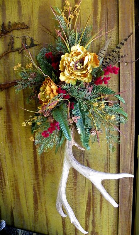 Neat Floral From Etsy Trinitycustomstone Antlers Decor Floral Deer