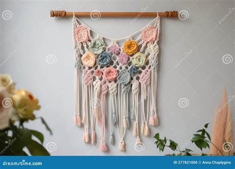 DIY Macrame Wall Hanging Boho Style Home Decor Generative AI Stock