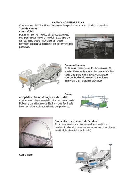 Tipos De Camas Hospitalarias Resúmenes De Enfermería Comunitaria