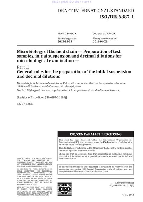 EN ISO 6887 1 2017 Microbiology Of The Food Chain Preparation Of