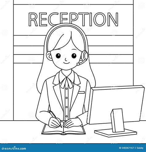 Reception Outline Coloring Page. Labor Day Illustration Stock Vector