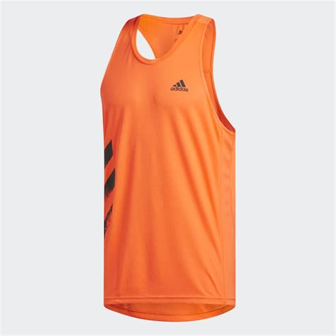 Adidas Own The Run 3 Stripes Pb Singlet Orange Adidas Singapore