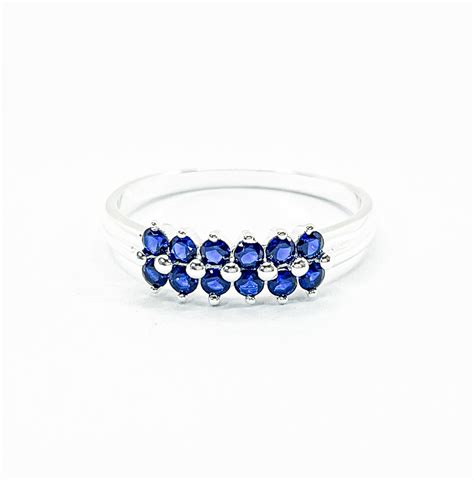 Anillo Cintillo Doble Circones Azules Joyas Danis Y Florencia