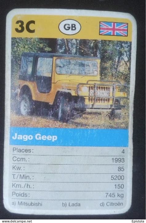 Automobili Automobile Jago Geep Ancienne Carte Jouer