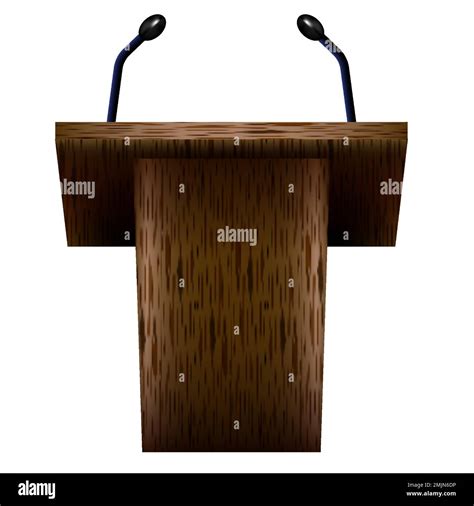 3D Realistic Empty Wooden Announcement Lecture Speech Podium Or