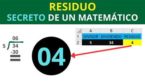 Como SACAR O CALCULAR El RESIDUO De Una DIVISION En Excel YouTube