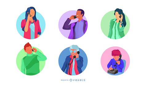 Phone Call Characters Design Pack Vector Download