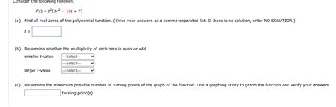 Solved Consider The Following Function F T T2 3t2−10t 7