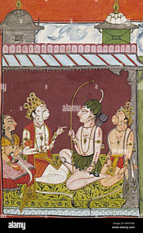 . English: Lakshmana Meets with Tara, Sugriva, and Hanuman in the ...