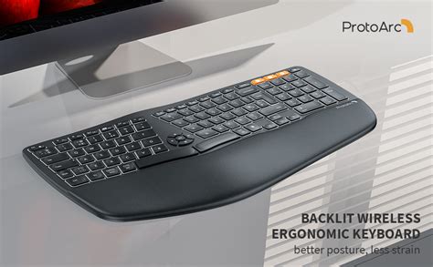 Protoarc Backlit Ergonomic Wireless Keyboard Ek01 Bluetooth Ergo Split