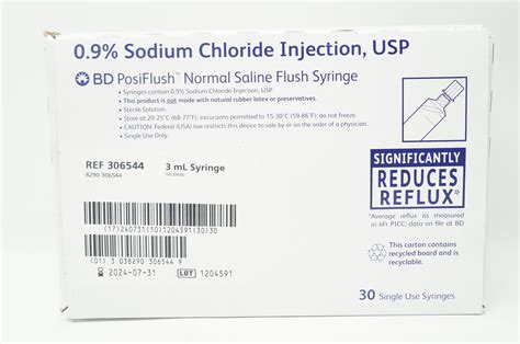 BD 306544 PosiFlush Normal Saline Flush Syringe 3mL - Box of 30 – imedsales