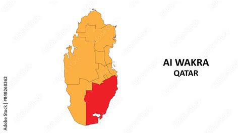 Ai Wakra Map In Qatar Vector Map Of Qatar Regions Map Of Qatar Stock