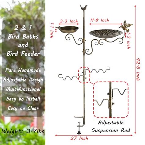 Snapklik Deck Mounted Bird Bath For Outdoors Metal Bird Baths