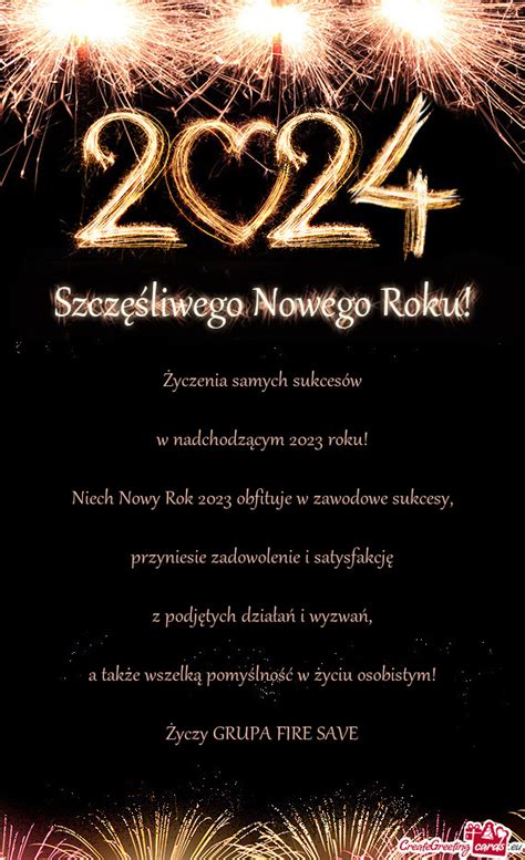 Życzenia samych sukcesów w nadchodzącym 2023 roku Niech Nowy Rok 2023