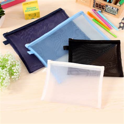 Transparent Zipper Stationery Bag Clear Exam Pencil Bag School Office