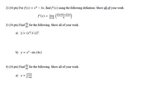 Solved 2 10 Pts For F X X3−3x Find F′ X Using The