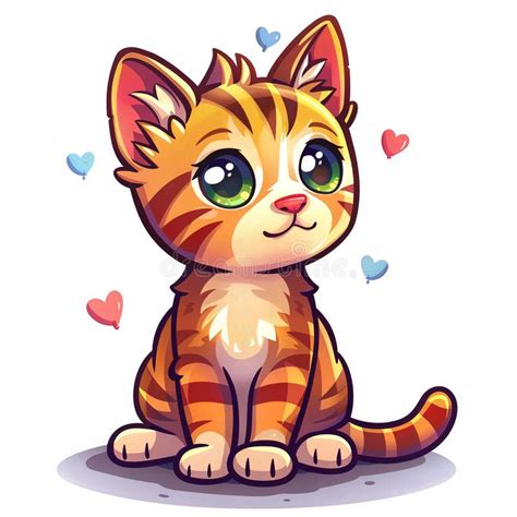 Cute Rainbow Cat Sticker Clipart Ai Generated Stock Illustration