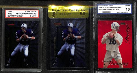 Lot Detail Lot Of 3 1998 Peyton Manning Rookie Cards 2 Bowmans