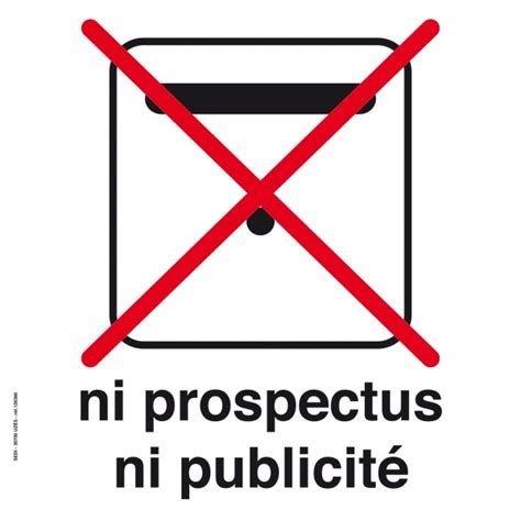 Pictogramme 20x20 cm en PVC Ni prospectus Ni publicité plaque