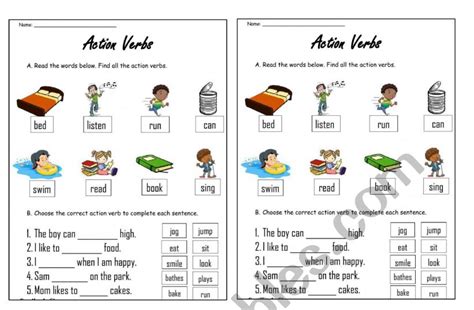 Action Verbs Esl Worksheet By Bryan87 Worksheets Library